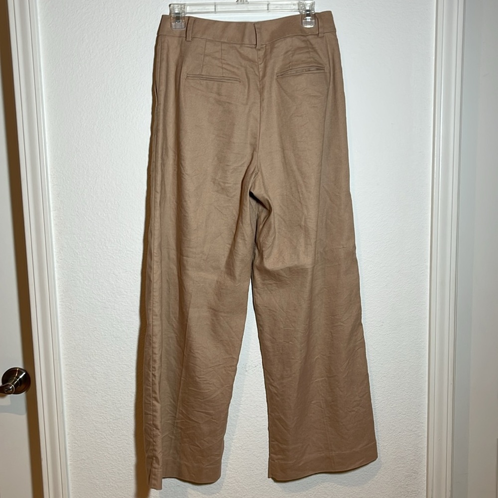 Ann Taylor Linen Blend Tan Wide Leg Trousers 4P - Picture 11 of 12
